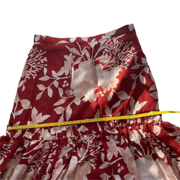 NWT Anthropologie Hutch Red Motif Floral Tiered Maxi Skirt Boho SZ M - Picture 6 of 8